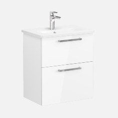 Vitra Root 68100 Lavabo Dolabı, Çift Çekmeceli, Dar, 60 Cm, Parlak Beyaz, Yuvarlak Lavabolu